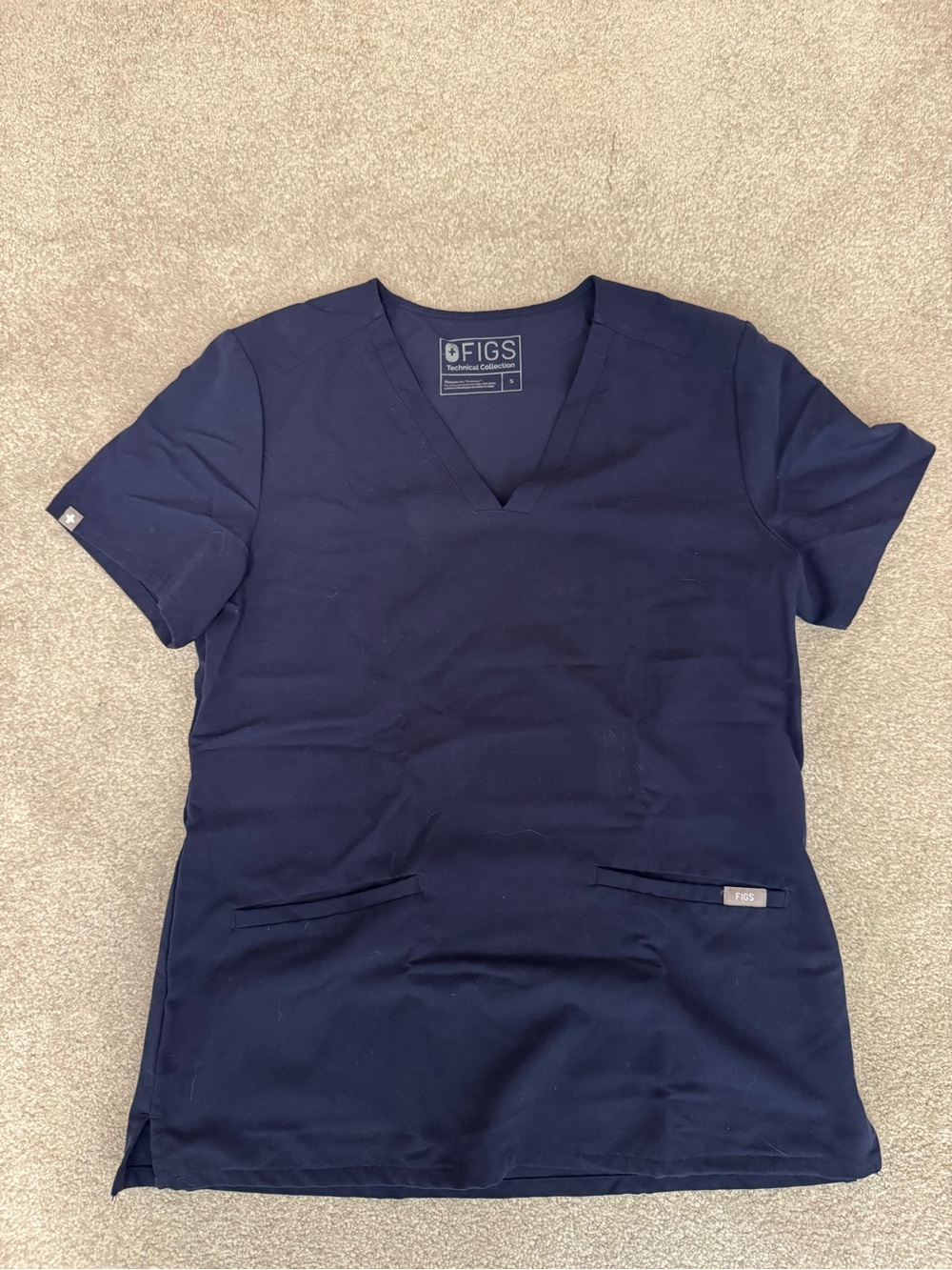 FIGS Navy V-Neck Short Sleeve Scrub Top